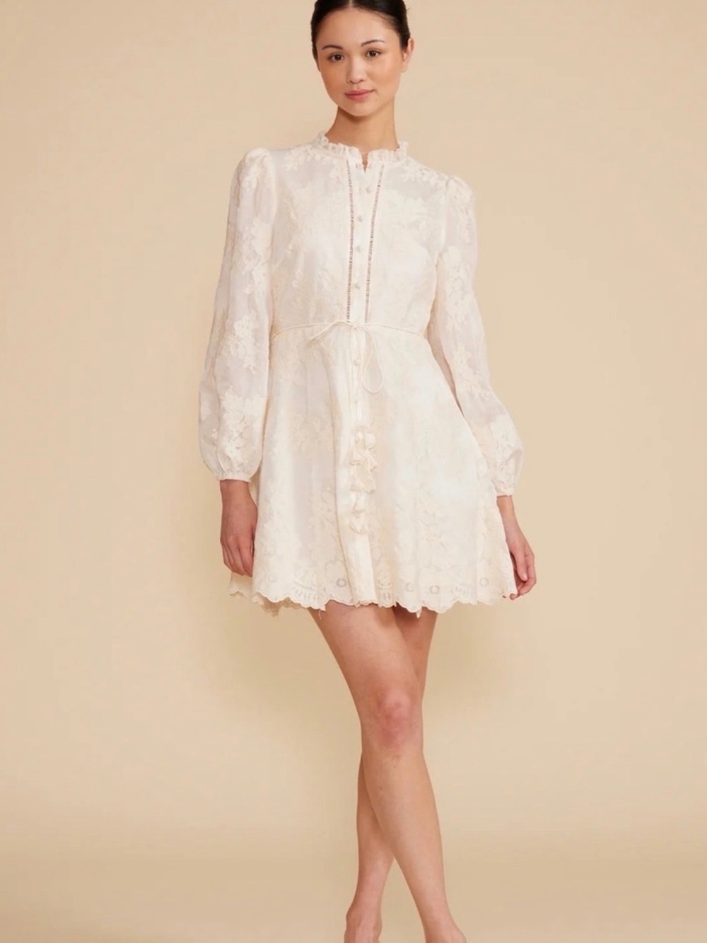 Lucy Paris Cream Lace Mini Dress